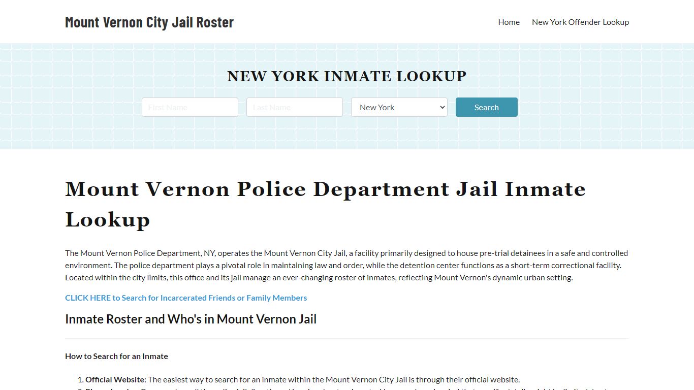 Mount Vernon Police Department & City Jail, NY Inmate Roster, Arrests ...